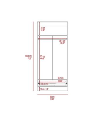 Darwin 180 Armoire, Double Door Cabinets, Metal Rod, Metal Handle, Two Shelves, One Drawer, Light Gray