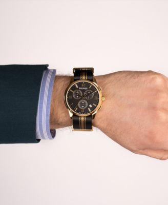 Men's Swiss Chronograph Madrigal Black Striped NATO Strap Watch 42mm