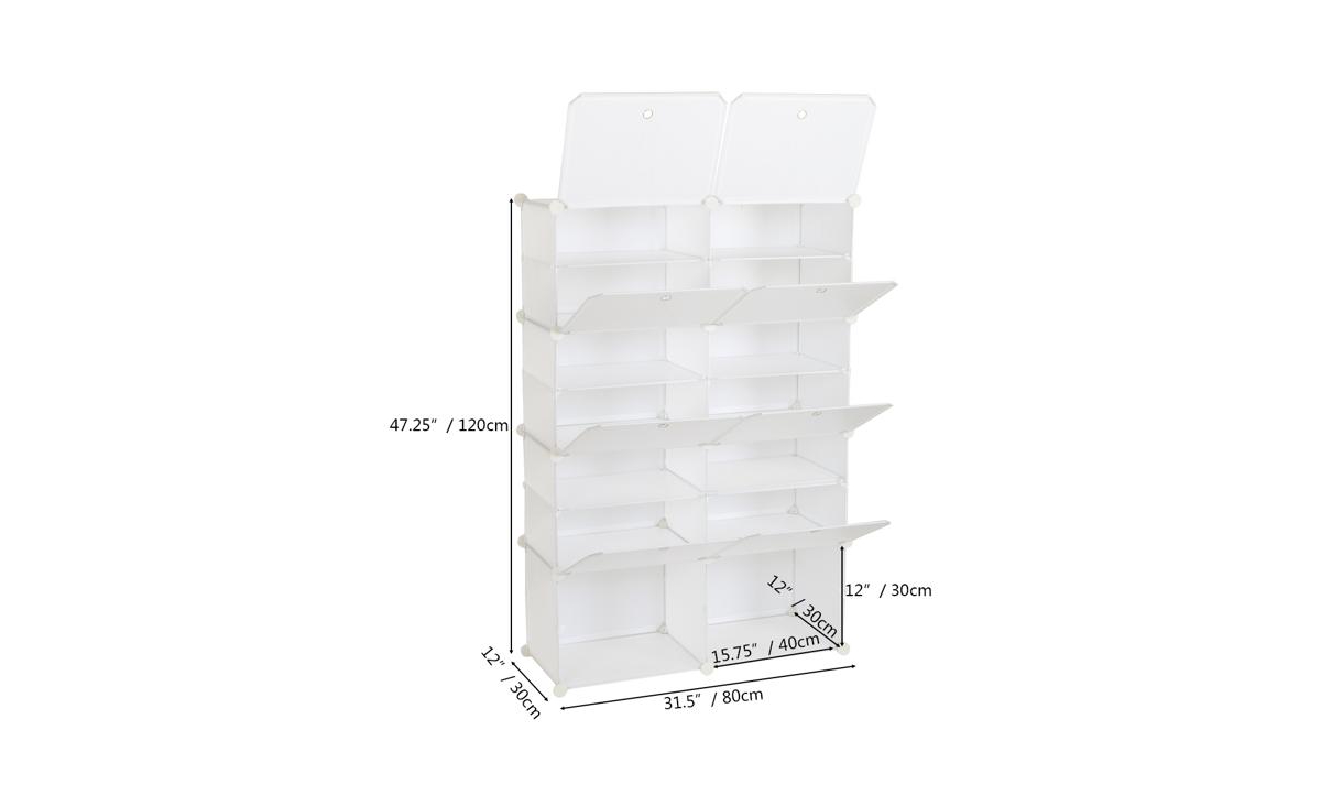 Slickblue 7-Tier Portable Shoe Rack Organizer with 28 Pairs Capacity, Expandable 14-Grid Storage Tower for Heels, Boots, and Slippers
