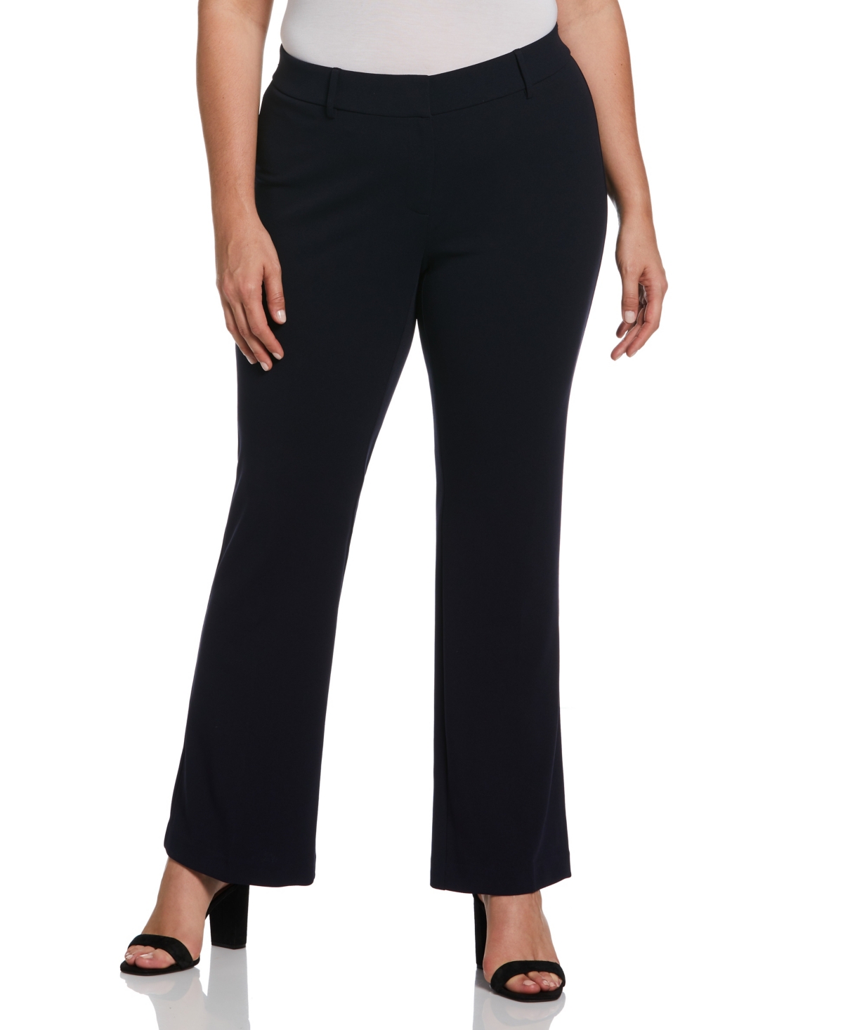 Rafaella Plus Size Stretch Crepe Classic Fit Pants In Navy