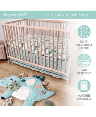 Dino Tummy Time Mat and Security Blanket Crib Bedding Set, 4-Piece Set