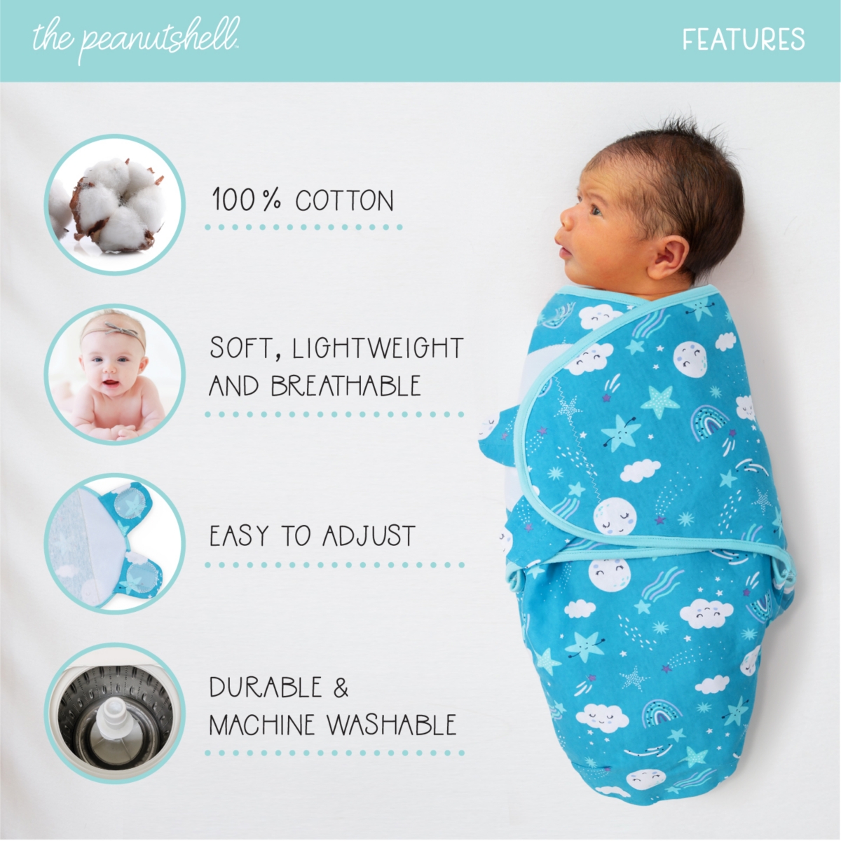 The Peanutshell Baby Girls Newborn Swaddles Girls, 3 Pack Set, Twinkle - Assorted Pre-pack