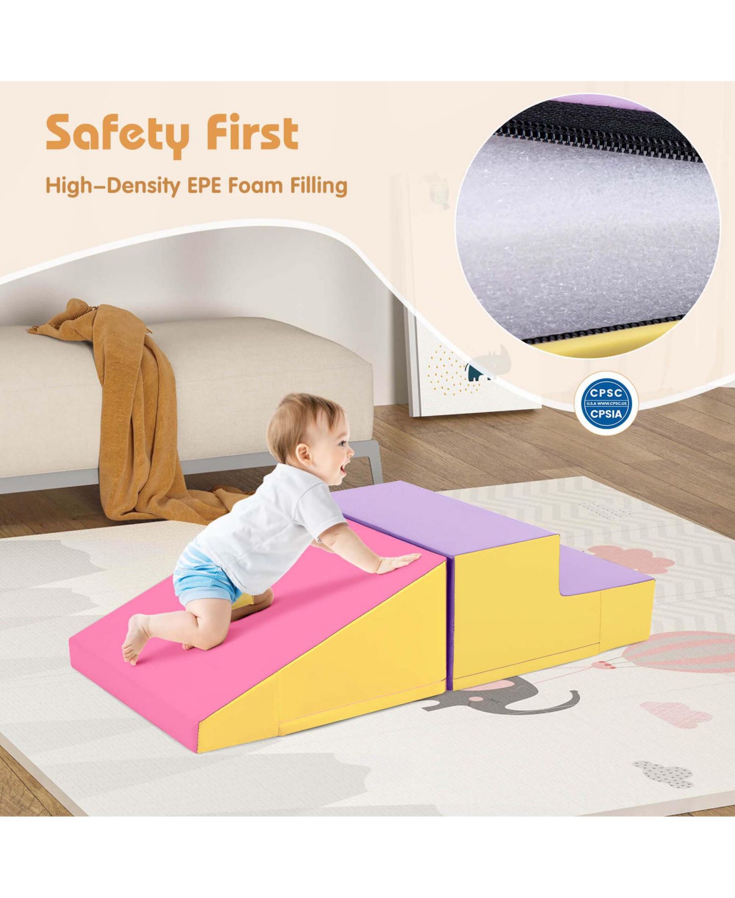 Step and Slide Climber for Infants and Toddlers Baby Foam Structure