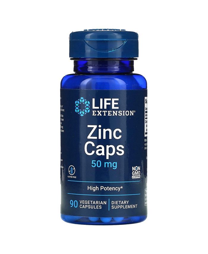Life Extension Zinc Caps High Potency 50 mg - 90 Vegetarian Capsules - 90 Count