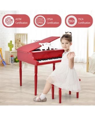 30-Key Wood Toy Kids Grand Piano with Bench and Music Rack