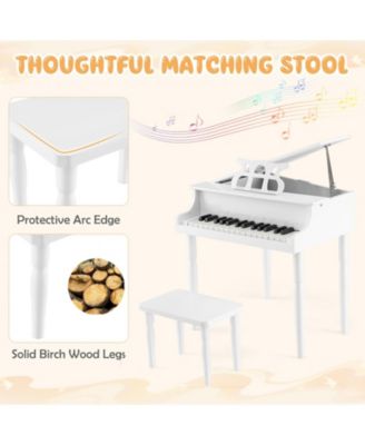 30-Key Wood Toy Kids Grand Piano with Bench and Music Rack