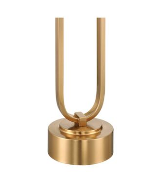 Ramses 25 1/2" High Modern Table Lamp USB Port AC Power Outlet Pull Chain Gold Metal White Alabaster Dome Shade Charging