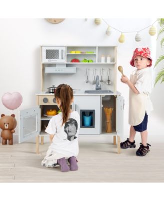 Wooden Pretend Play Kitchen Set for Toddlers