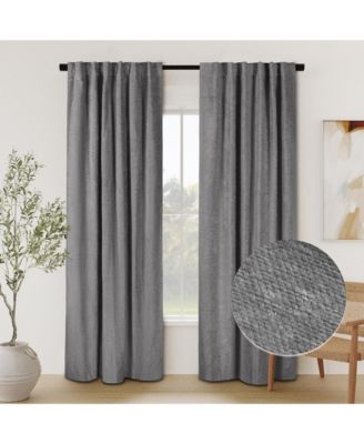 Chenille Solid Room Darkening Back Tab Curtain Panel, 52"×108"