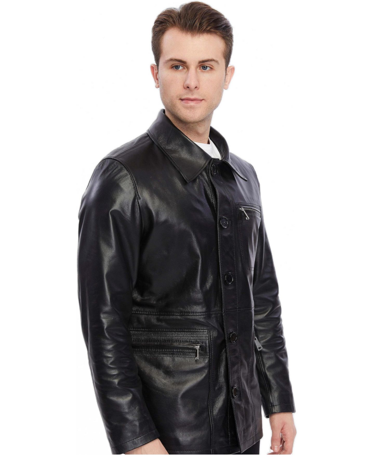 Мужская куртка Furniq UK Maximilian Leather, цвет: Чёрный — фото 6
