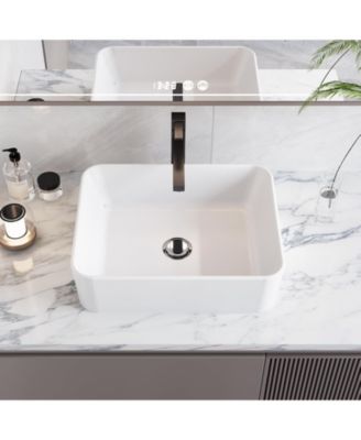 22'' x 16''Vessel Sink White Undermount Bathroom Sink Rectangle