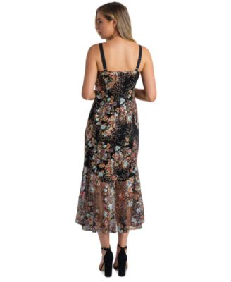 Women's Floral Sequence Mermaid Midi Dress
