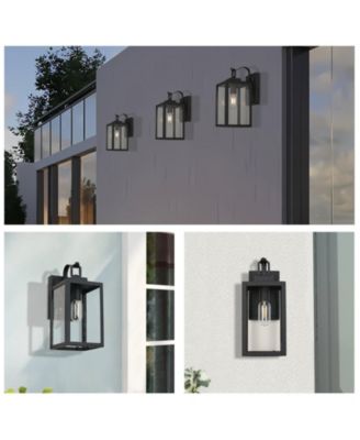 1-Light Matte Black Sensing Outdoor Hardwired Wall Sconce with No Included