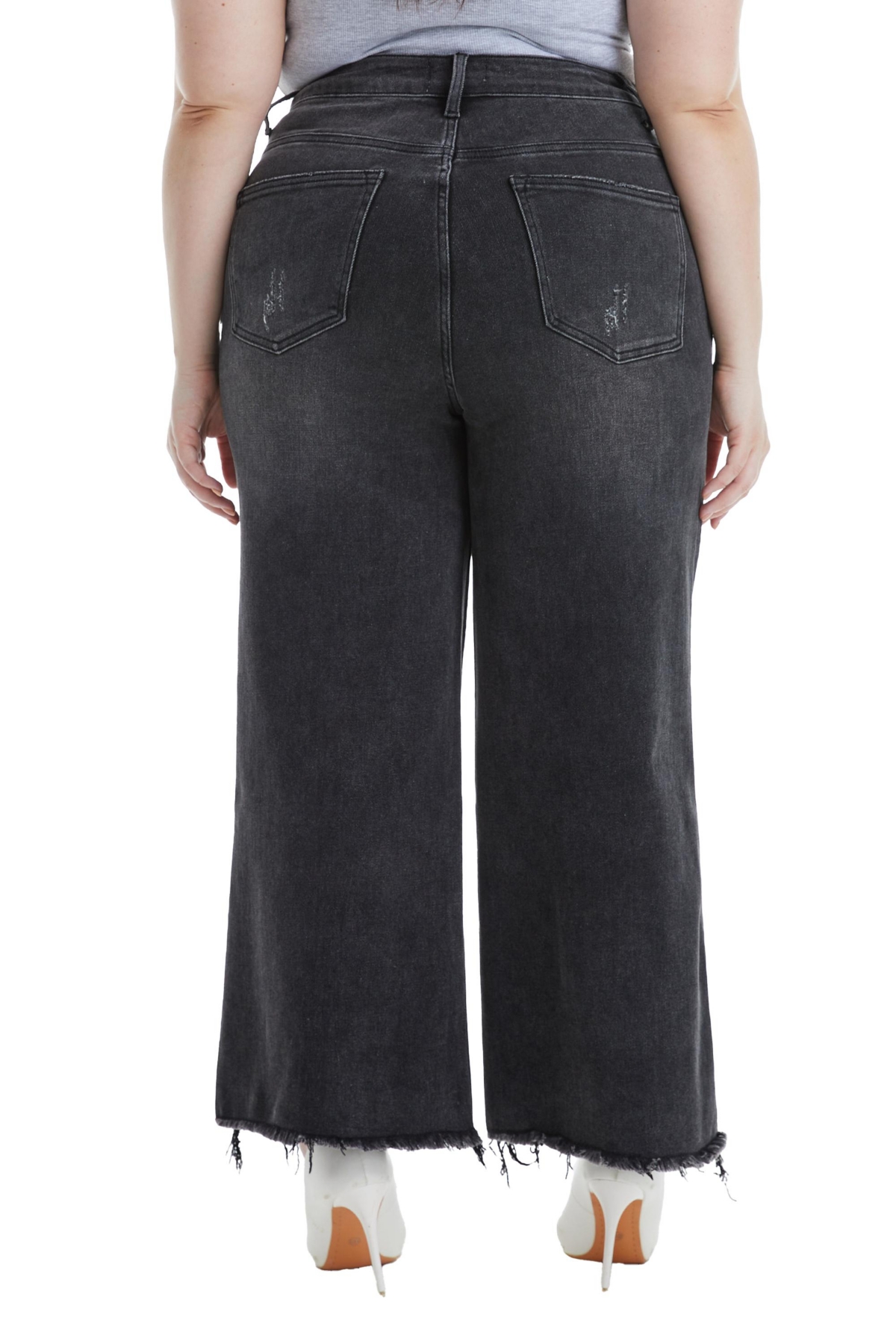 BAYEAS PLUS SIZE HIGH RISE ANKLE WIDE JEANS 