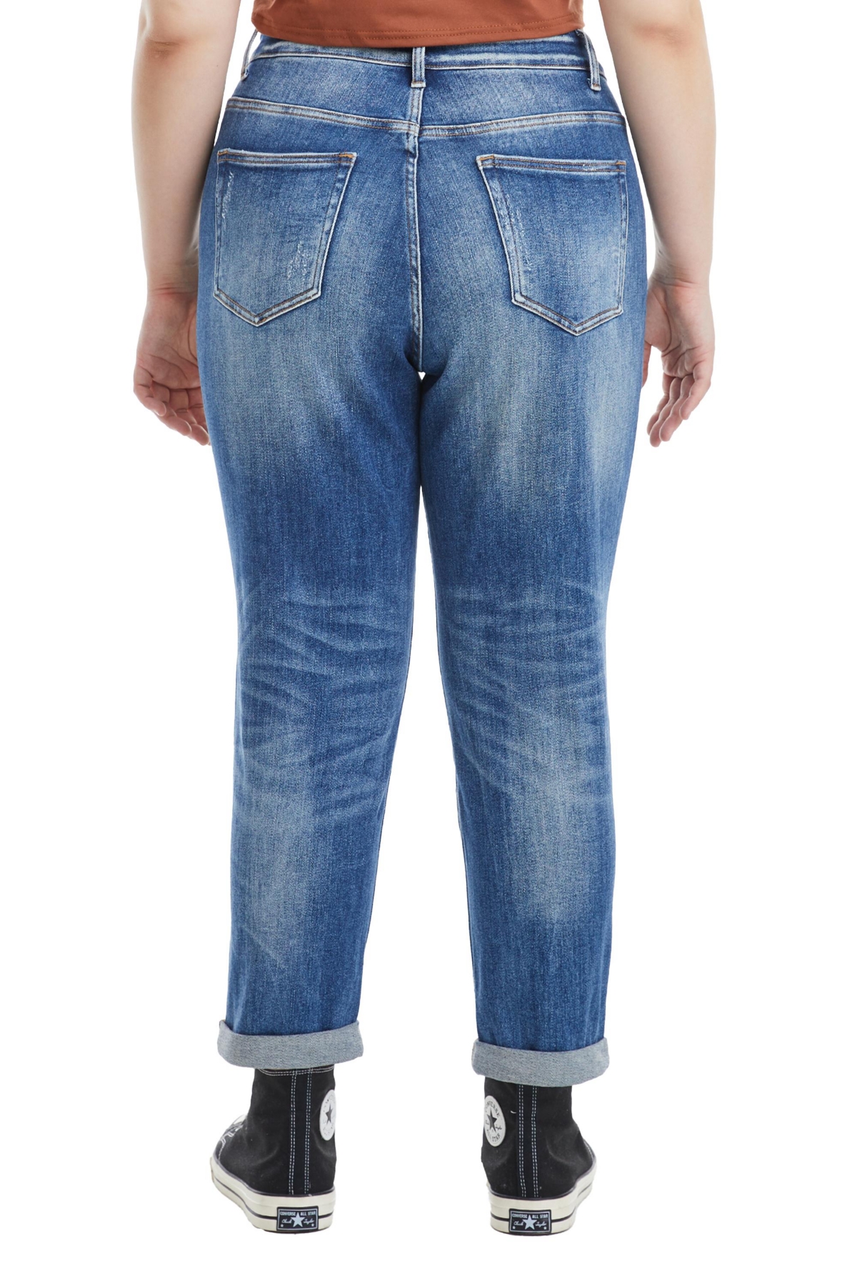 BAYEAS PLUS SIZE HIGH RISE PAINTED MOM JEANS 