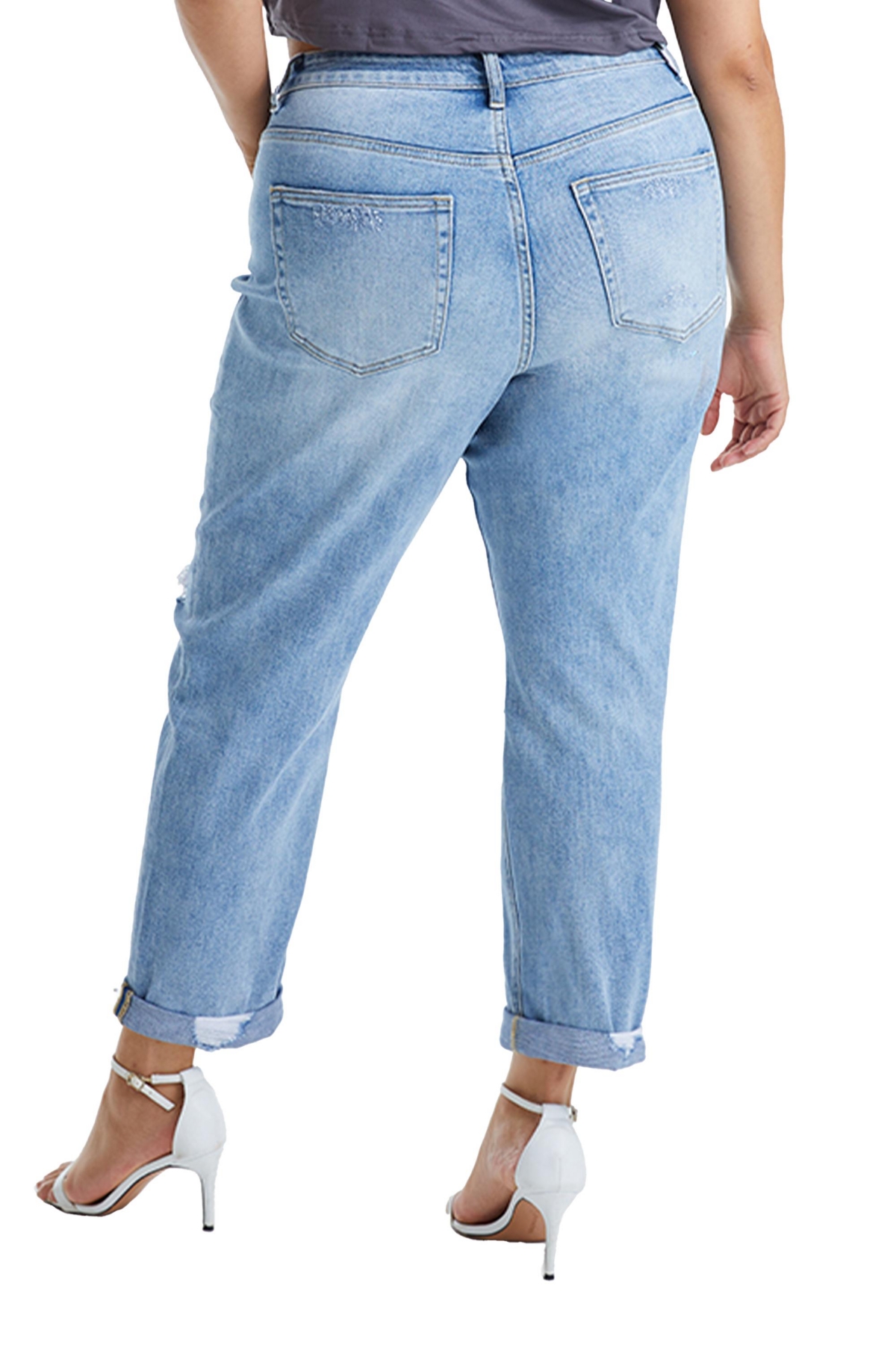 Bayeas Plus Size High Rise Relaxed Boyfriend Jeans In Southern