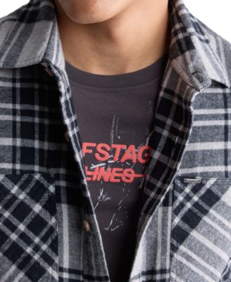 Men's Sinato Relaxed-Fit Long Sleeve Button Front Plaid Flannel Shirt