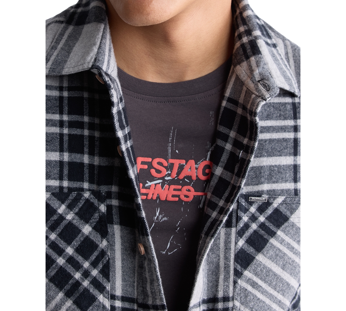 Buffalo David Bitton Men's Sinato Relaxed-Fit Long Sleeve Button Front Plaid Flannel Shirt