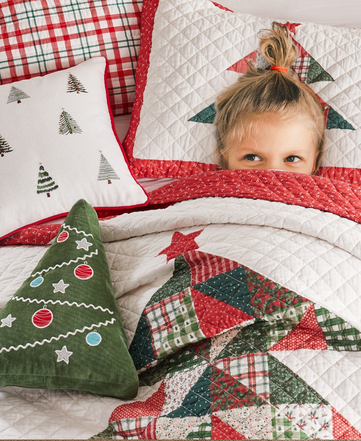 Levtex Patchwork Pine Stitching 3-pc. Quilt Set, Full/queen In Red