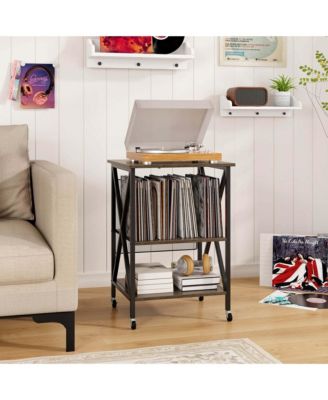 1 PC Metal Record Player Stand Holds Up to 121 Vinyl Records Vinyl Record Storage Table