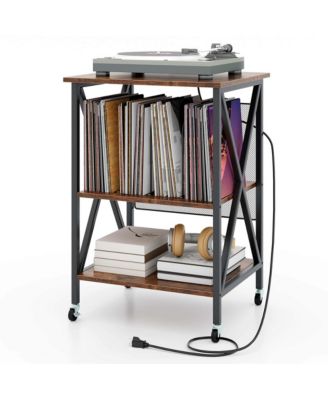 1 PC Metal Record Player Stand Holds Up to 121 Vinyl Records Vinyl Record Storage Table