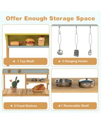 Outdoor Kids Mud Kitchen with Faucet and Water Box