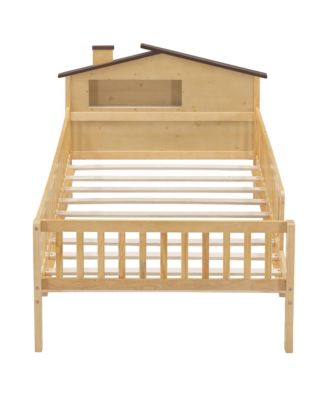 Twin Platform Bed with House Headboard and Storage