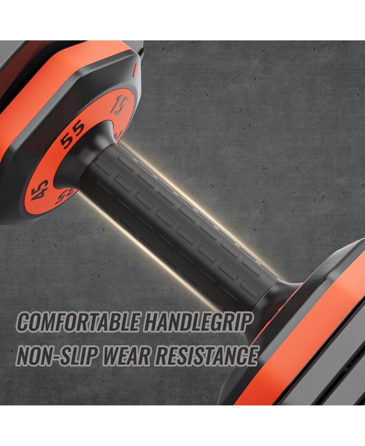 Slickblue 55LB 5-in-1 Adjustable Dumbbell, Anti-Slip Metal Handle for Full-Body Home Gym Workouts - Orange