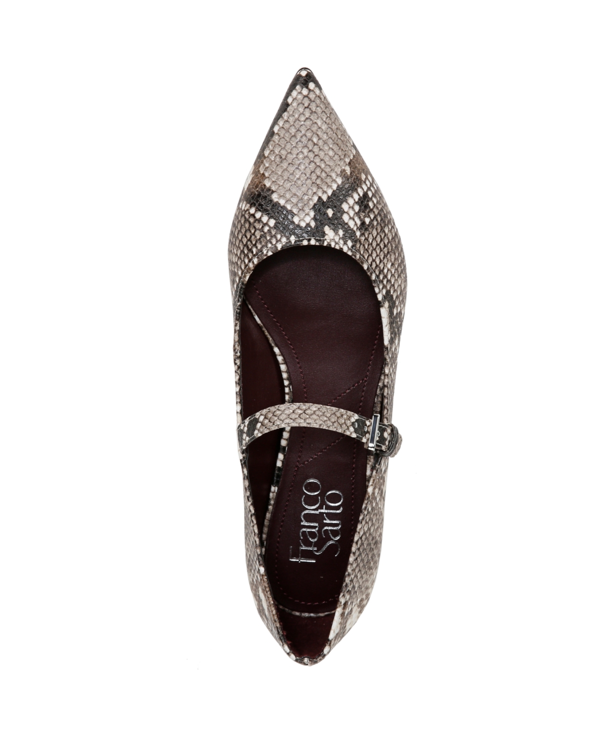 Franco Sarto Nalin Pointed Toe Flat In Grey Snake Print Faux Leather
