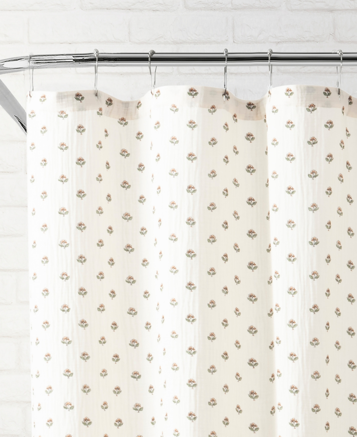Peri Home Block Print Gauze Cotton Shower Curtain, 72" X 72" In Multi Color