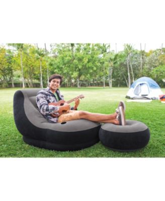 Inflatable Ultra Lounge Chair With Cup Holder & Ottoman Set, Gray (5 Pack)
