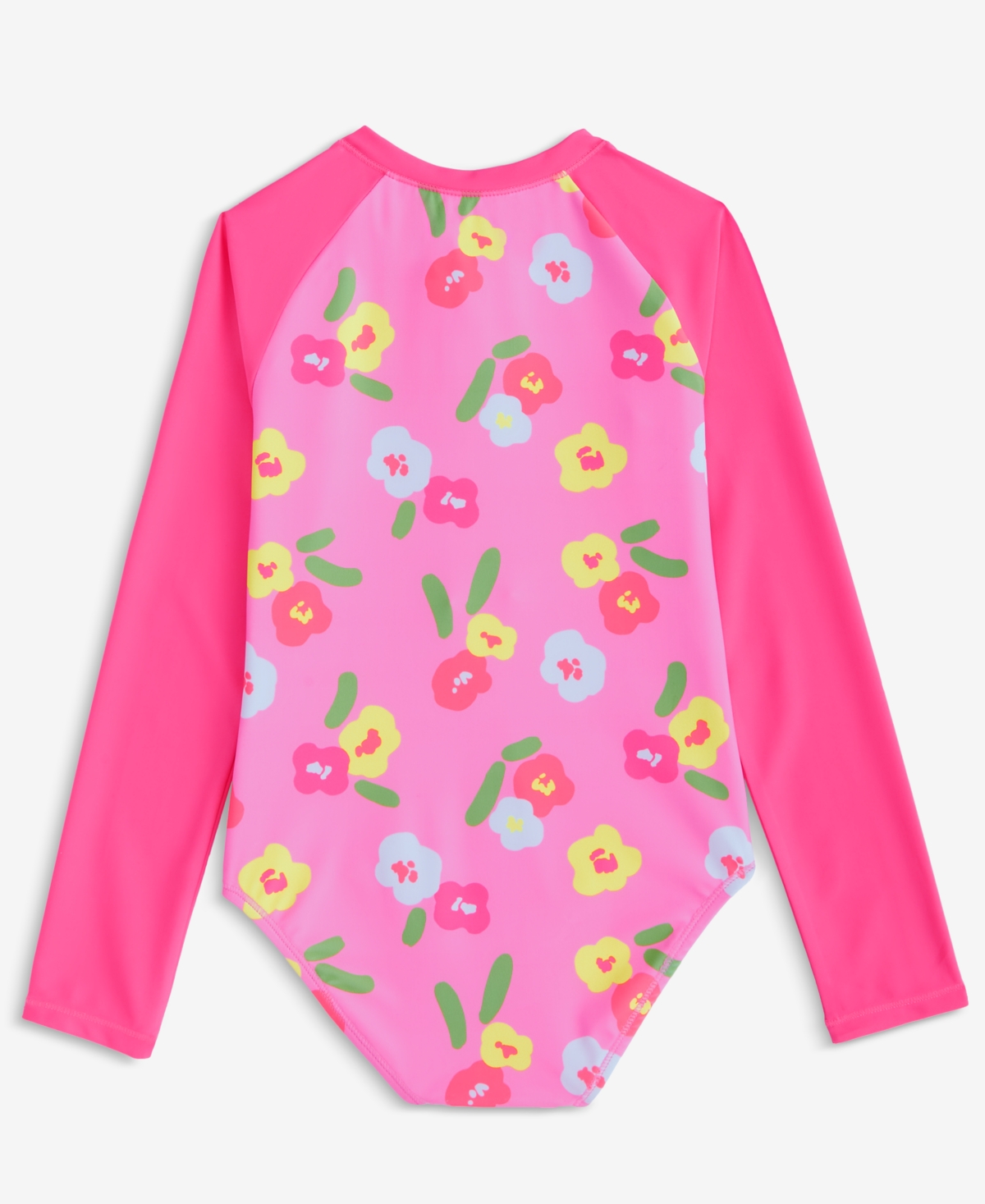 Epic Threads Toddler And Little Girls Floral Print Long-sleeve Rash Guard, Exclusively At Macy's In Ultra Pink
