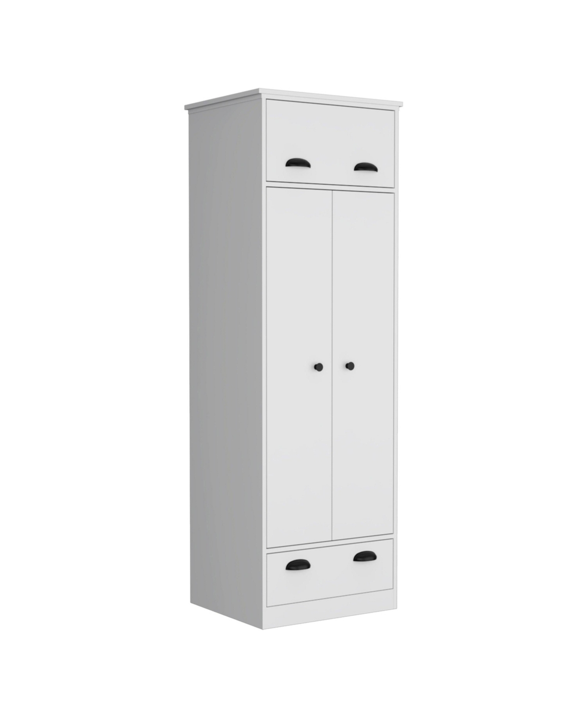 Depot E-Shop Tifton Armoire with Hinged Drawer, 2-Doors, and 1-Drawer,- White
