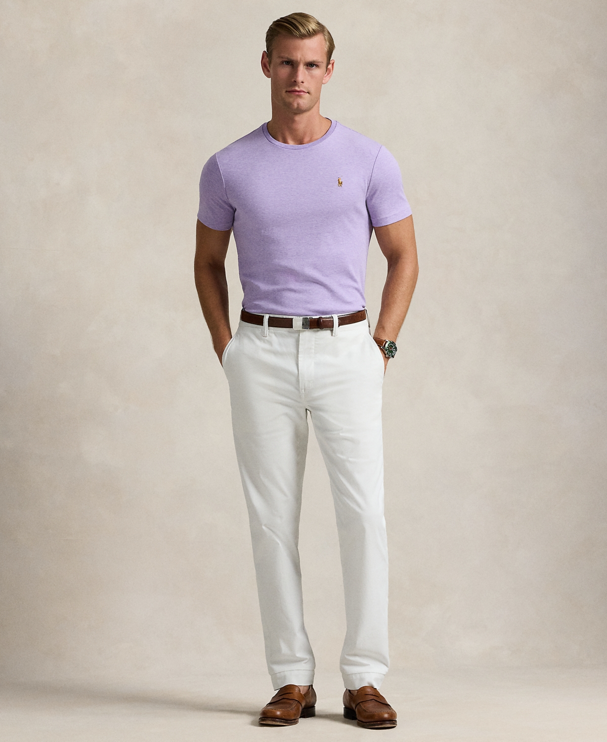 Polo Ralph Lauren Men's Custom Slim Fit Soft Cotton T-shirt In Purple Htr