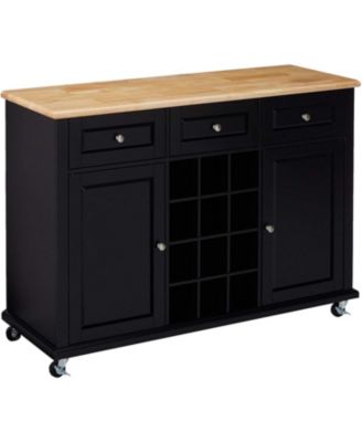 Wine Rack Sideboard Buffet Server Console Table With Storage (Black)