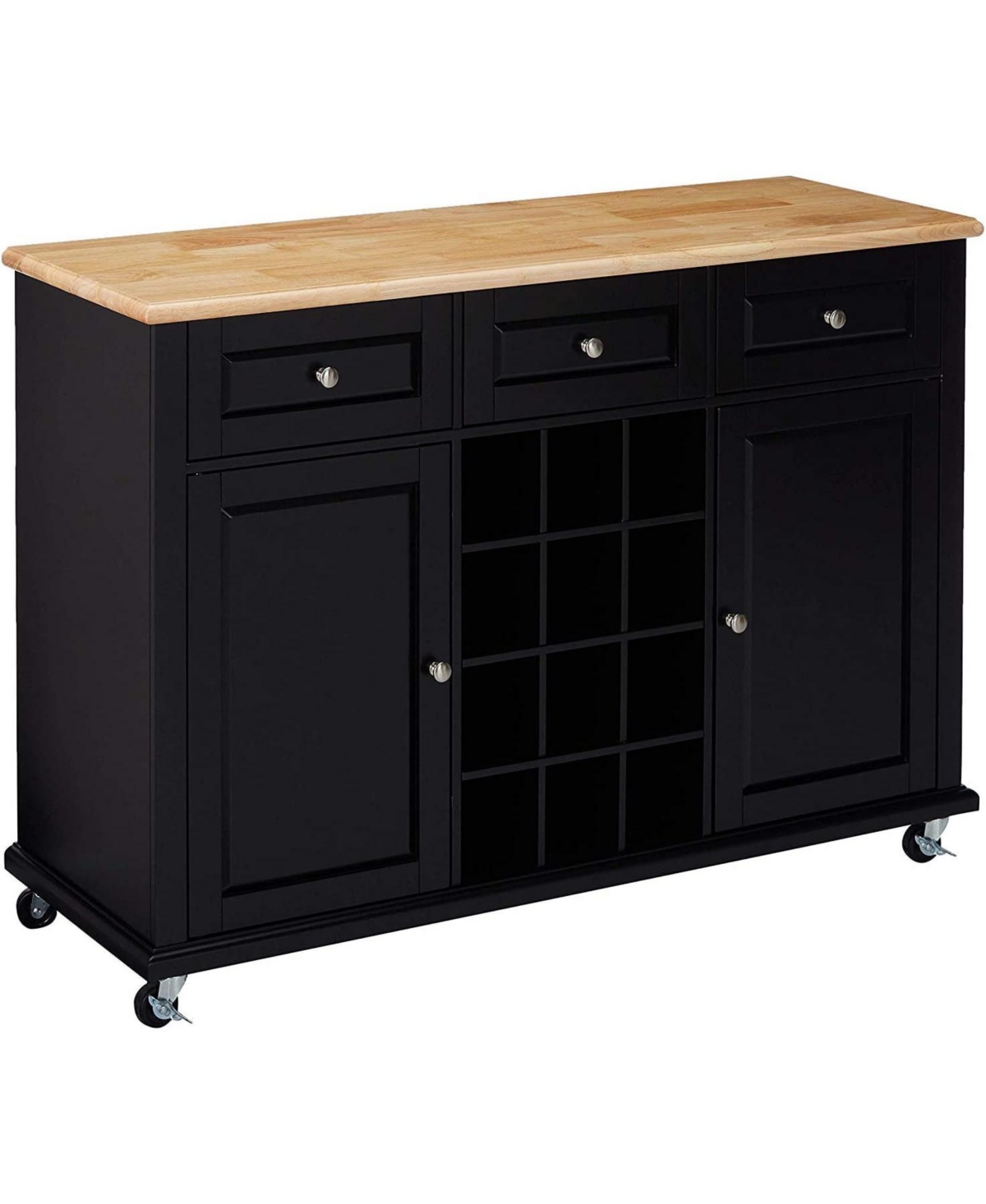Kings Brand Furniture Wine Rack Sideboard Buffet Server Console Table With Storage - Black