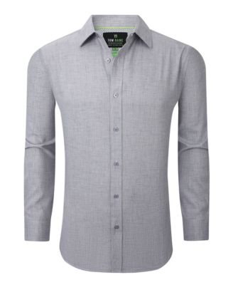 Men's Four-Way Stretch Solid Textured Button Down Dress Shirt