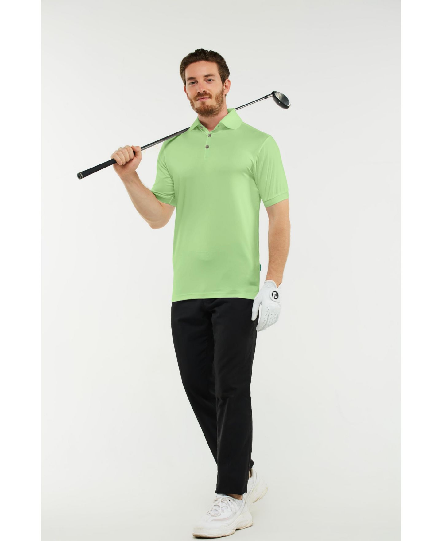 Мужское поло Mio Marino Lightweight Performance Stretch Golf Polo Shirt, Breathable Fit, цвет: Лаймовый зелёный — фото 11