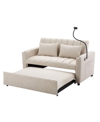 Streamdale Convertible Sofa Bed Loveseat with USB Ports, Storage, and Phone Holder