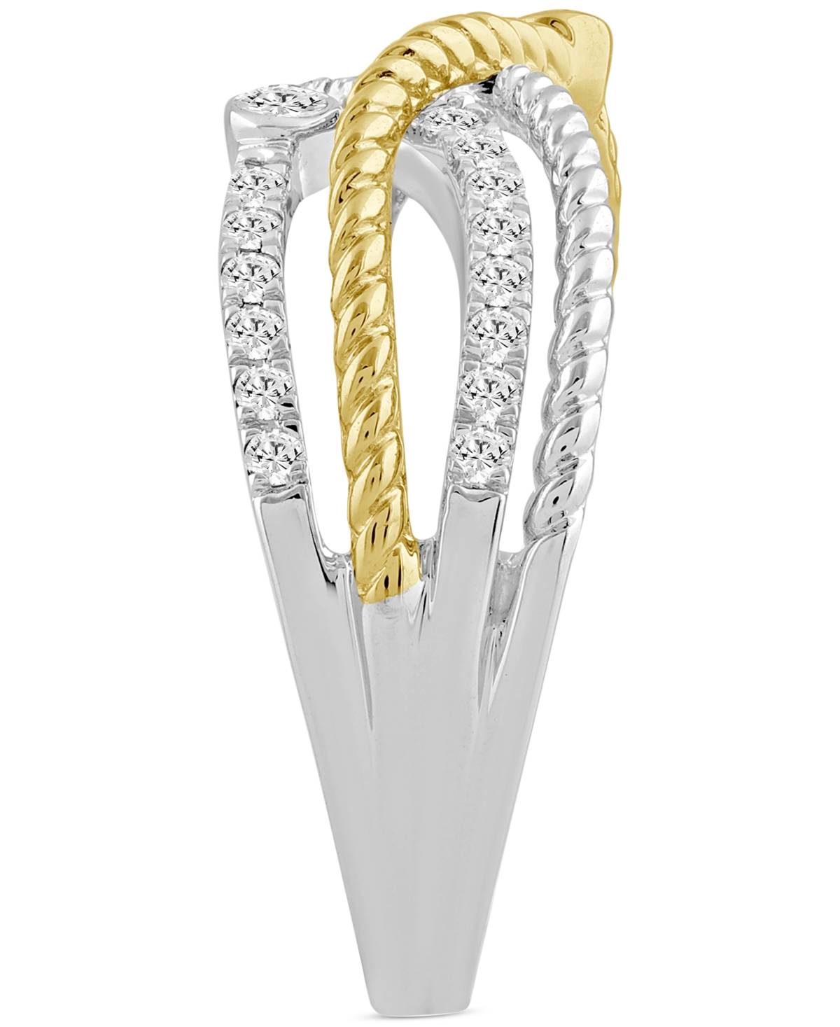 Macy's Diamond Crossover Openwork Statement Ring (1/3 Ct. T.w.) In 10k Two-tone Gold In Two-tone Gold