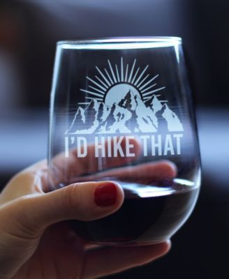 I'd Hike That Stemless Wine Glass
