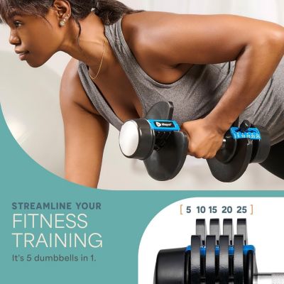 25Lbs Adjustable Dumbbells - 6-in-1, Compact, Quick Adjust for Full Body Home Gym