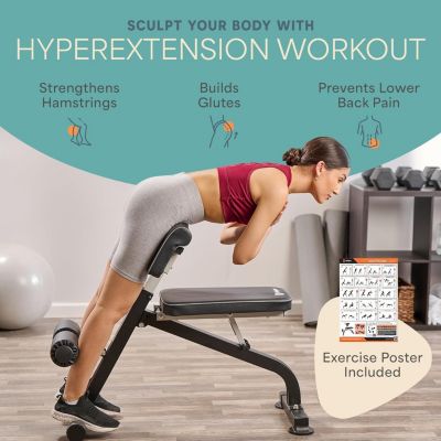 SculptTrainer Roman Chair Hyperextension Bench – Adjustable Back Extension Machine, Ab & Sit Up Bench Home Gym Equipment