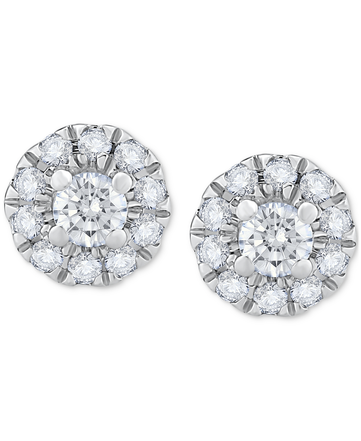 Diamond Round Halo Stud Earrings (1/2 ct. t.w.) in 14kor 14k Gold - White Gold