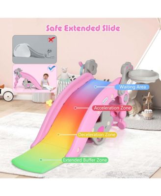 4-in-1 Rocking Horse and Slide Set Toddler Slide Toy with Basketball Hoop