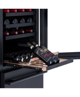 ESTATE 24" Dual Zone Wine & Beverage Fridge – 175 Can Capacity, Black Stainless Steel, Built-In Drawer Cooler with Full Extension Shelves