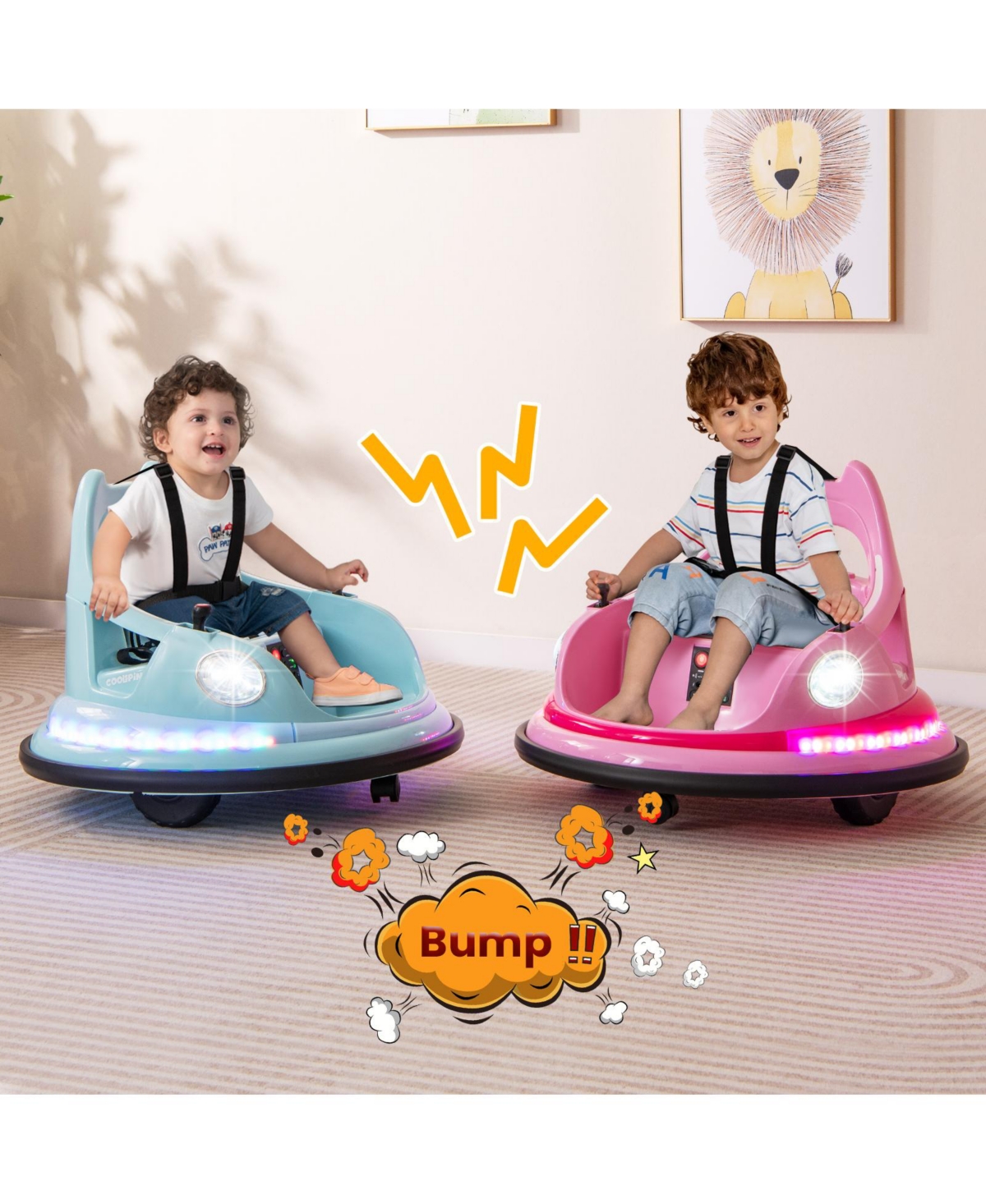 Hongge 12V Kids Ride-On Bumper Car with Remote Control and Dual Joysticks