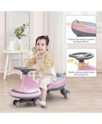 Wiggle Car Ride-on Toy with Flashing Wheels-Pink