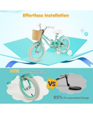 14 Inch Kids Bike Adjustable with Training Wheels for 3-5 Years Old