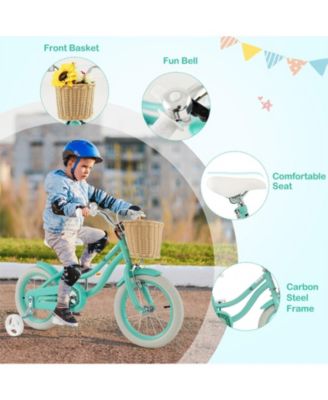 14 Inch Kids Bike Adjustable with Training Wheels for 3-5 Years Old